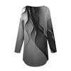 Women's Loose Round Neck Line Print Long Sleeve T-Shirt Top Pullover