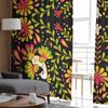 Mexican Geometric Flower Birds Bedroom Transparent Sheer Curtains Holiday Decoration Window Voile Tulle Curtain