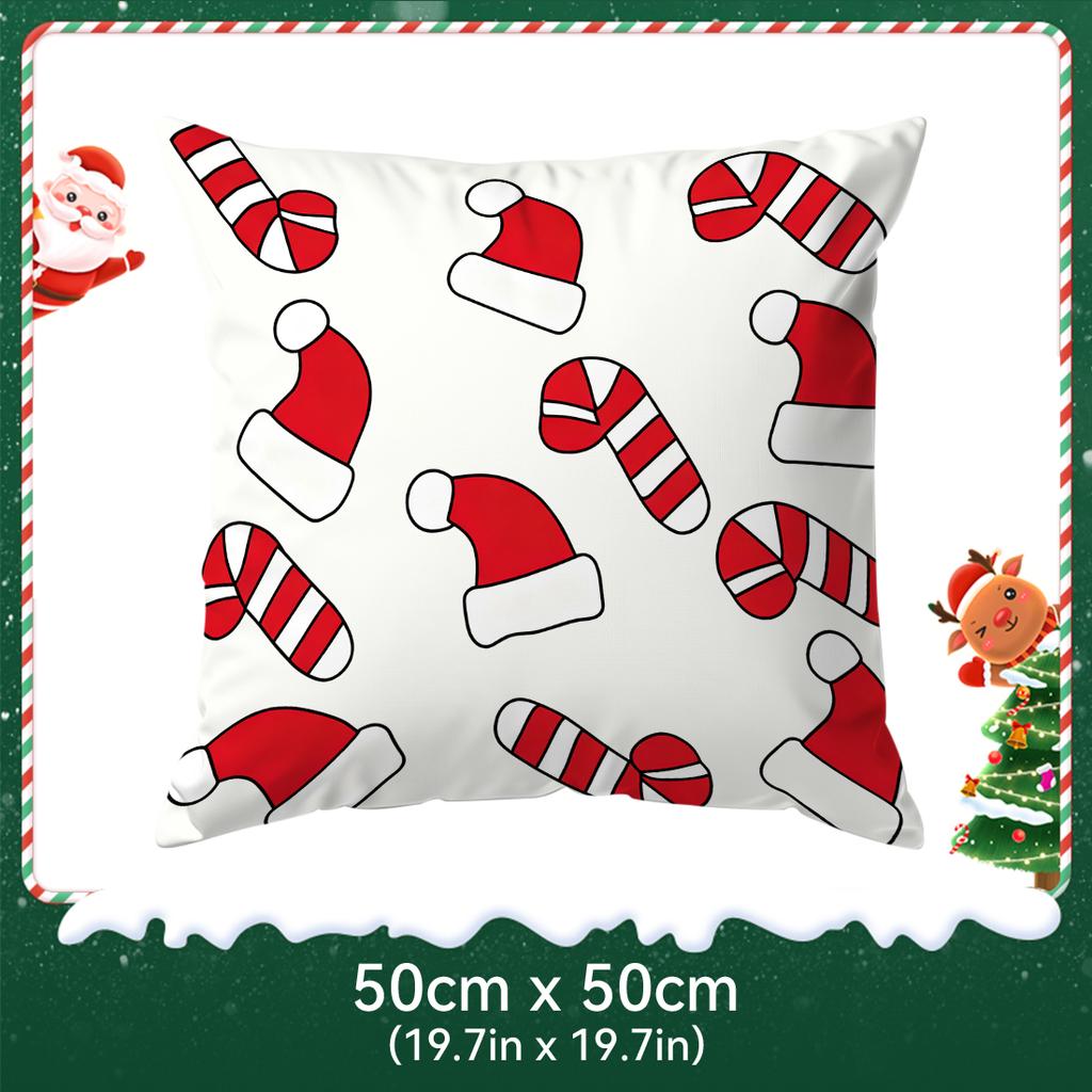 Christmas Themed Decor Pillowcase Printed Polyester 40/45/50Cm Throw Pillowcover Decorative Sofa Cushion Pillowslip Home Decor