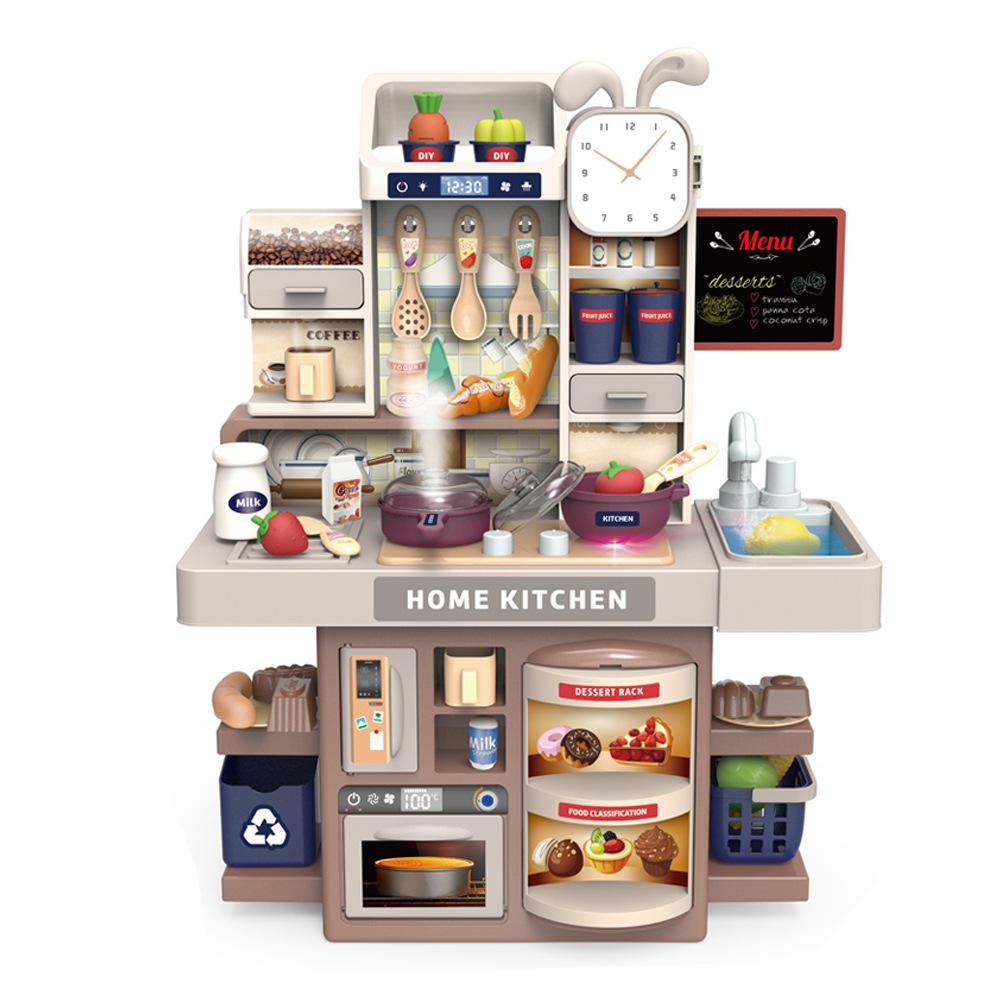 Barnas 42 cm simulerte lyd- og lysvannutløpsspray kjøkken matlagingsservise sett lekehus matlagingsleker