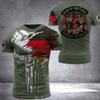 Tricou german Bărbați Skull Flag 3d Print Tops Moda Veteran Mânecă scurtă Tricou cu decolteu Ocazional Grafic Tricouri largi supradimensionate