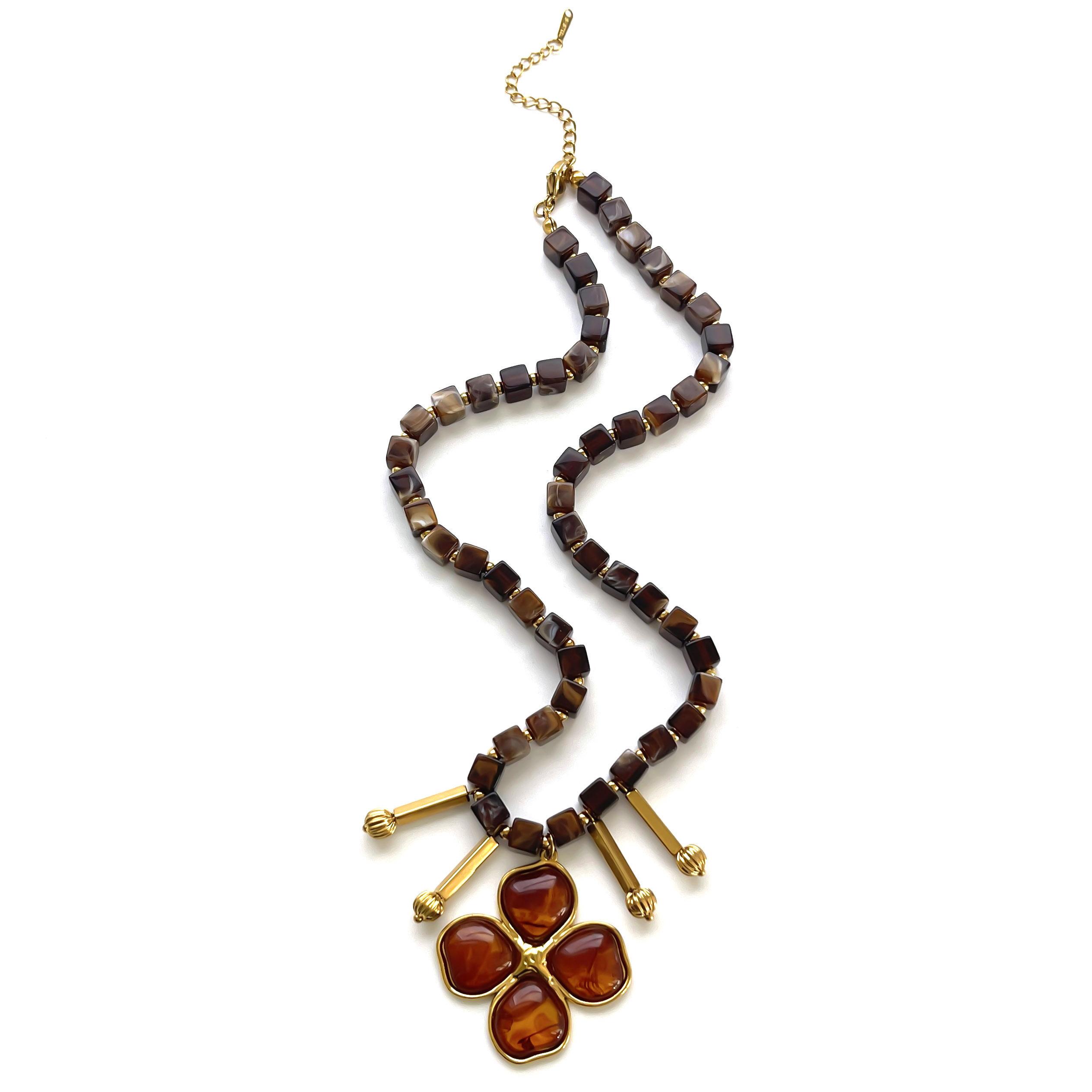 Peri sbox Handmade Resin Bead Large Flower Pendant Necklace Personalized Waterproof Women s Banquet Party Jewelry Accessories