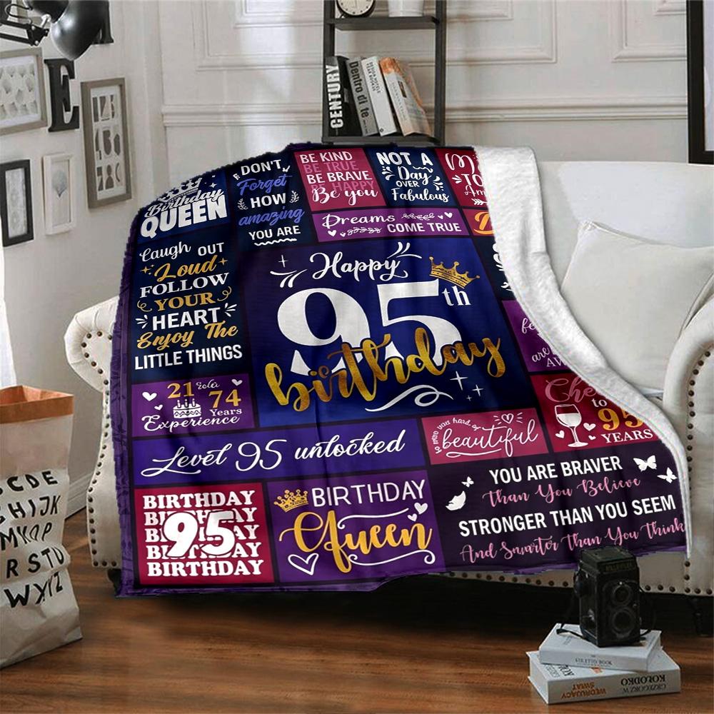 95Th Birthday Celebration Lightweight Blanket Comfortable Ure Throw For Sofa Couch Office Bed Picnics for All Occasions Digital Print Gift Y28