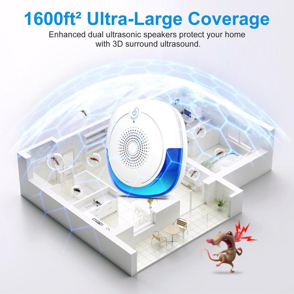 Ultrasonic Pest Repeller: Cockroaches, Rodents, Insects & Mosquitoes Control Device