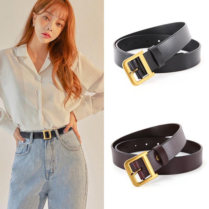Classic Leather Belt For Women With D Shaped Buckle And Casual Style For Office Or Daily Wear