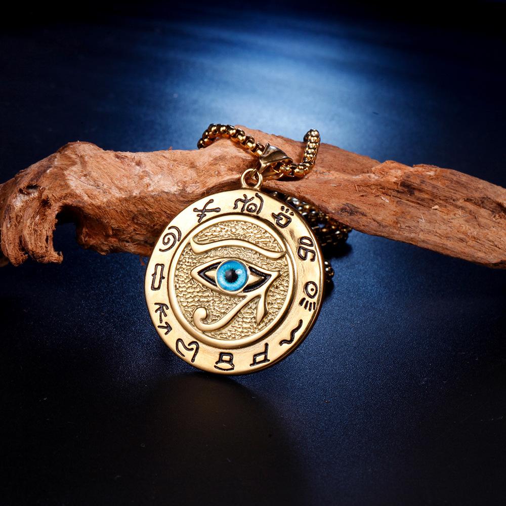 Ancient Egypt Eye Of Horus Pendant Necklace Gold Stainless Steel Jewelry For Women Men