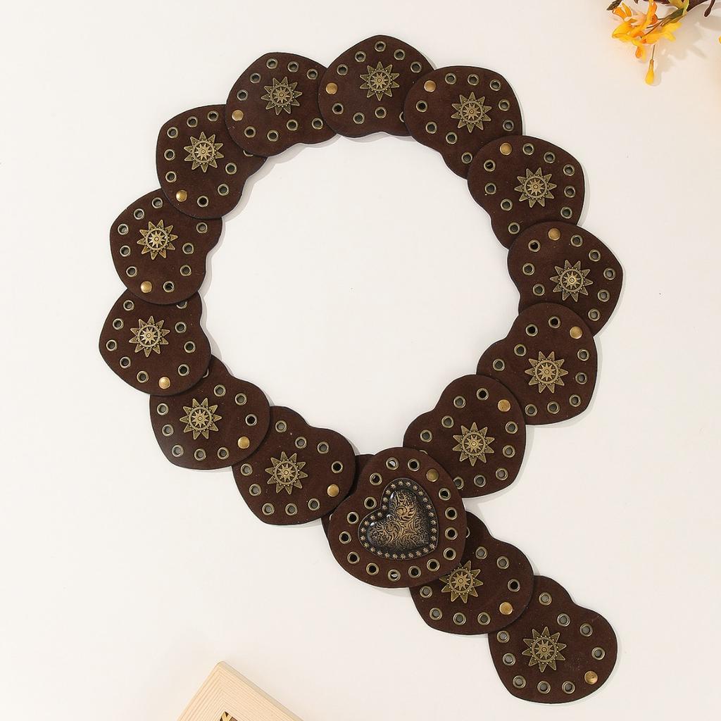 Ethnic Style Girl Love Splicing Rivets Decoration Western Style Retro Belt Accessories American Retro Belt