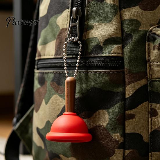 Mini Plunger Clicker Toilet Keychain, 3D Printed Finger Fidget Keychain Toy, Backpacks Handbag Purse Charm, Gag Gift
