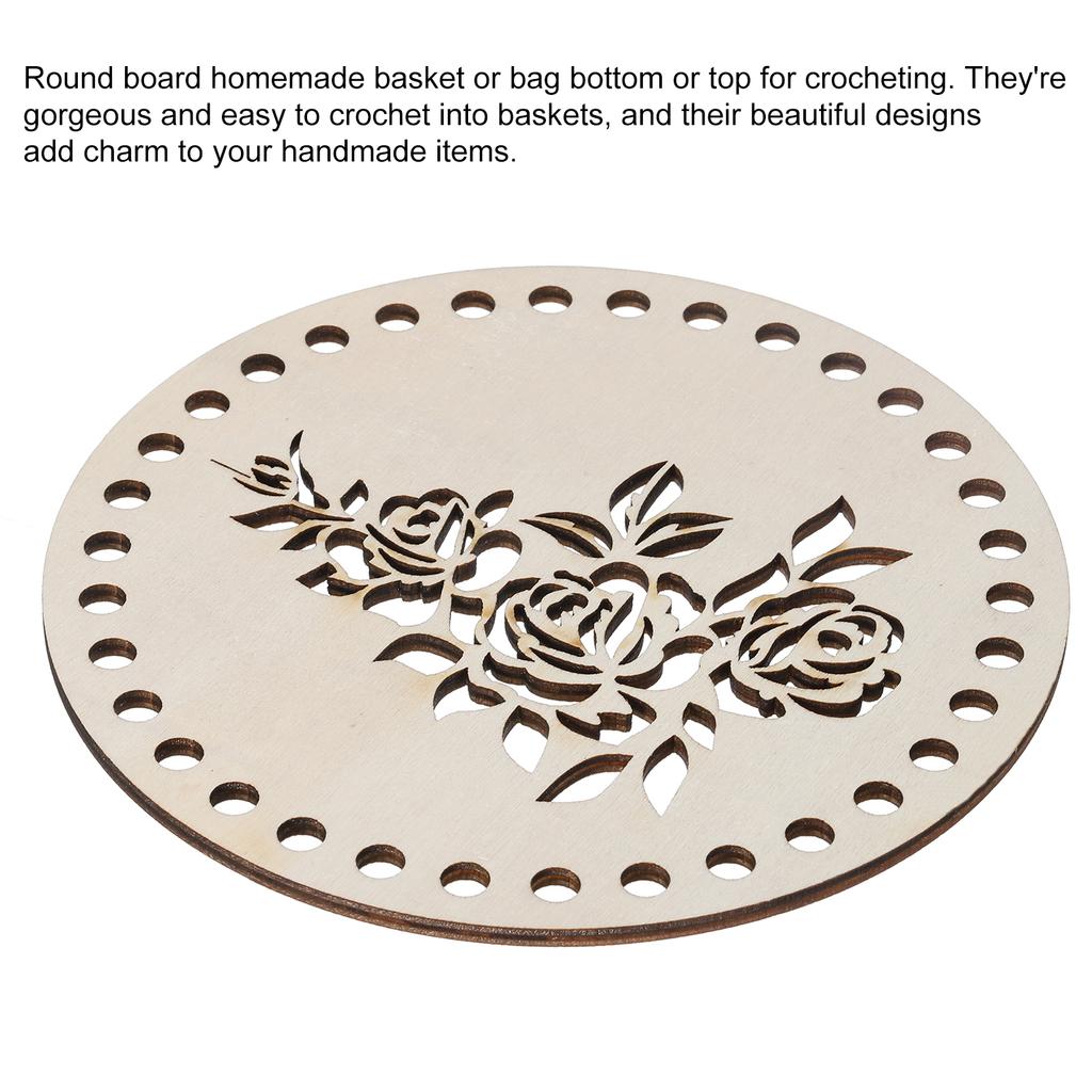 4pcs Circle Wooden Crochet Bag Bottom Crochet Basket Base Unfinished Wood for DIY Craft Basket Crochet Bags Weaving Base 5.5"