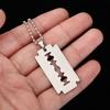 Punk Hip Hop Street Pendant Dogtag  Stainless Steel Razor Blade Shaped