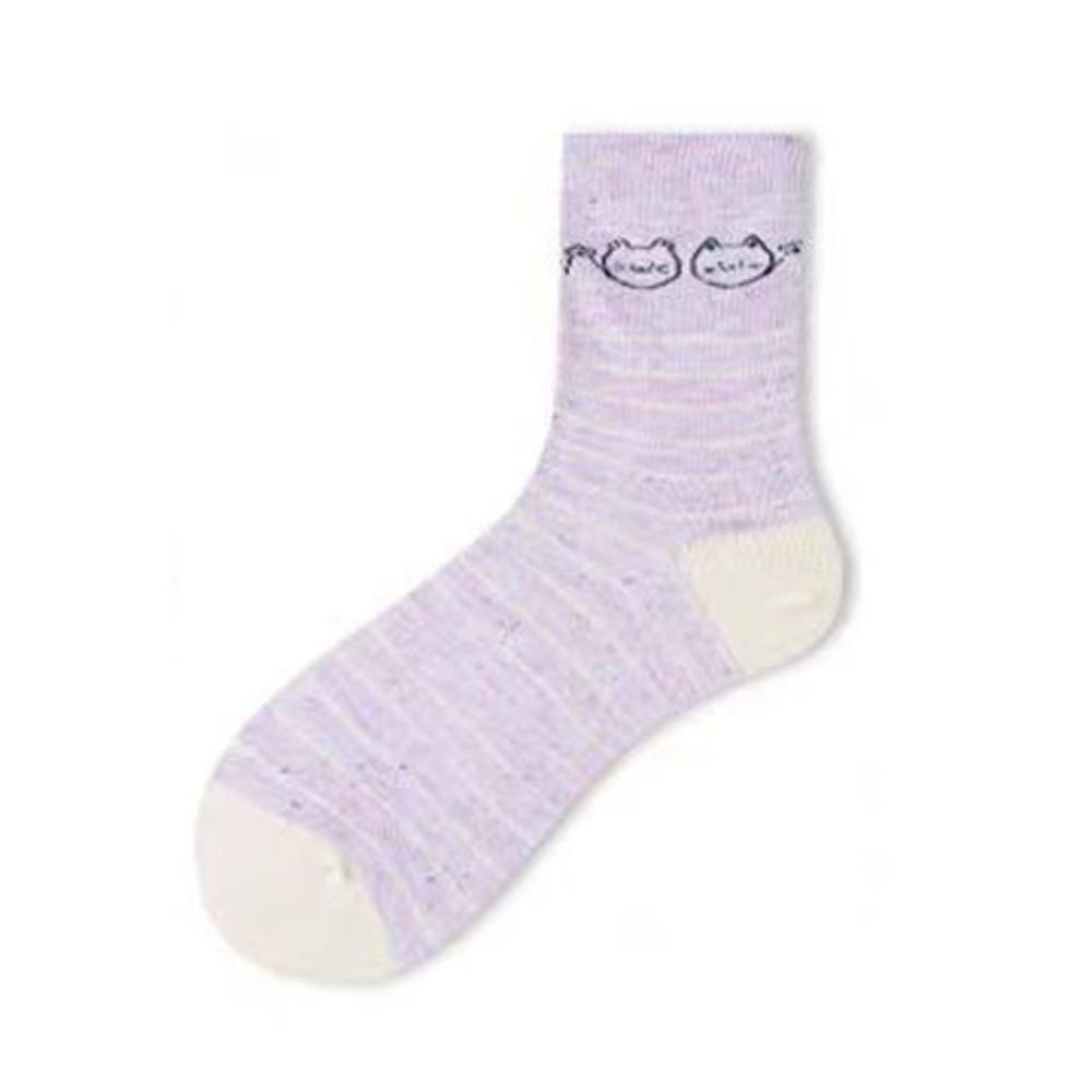 Dots Funny Short Cartoon Ankle Socks Stripe Cartoon Cat Mid-Calf Socks Fashion Women s Style A