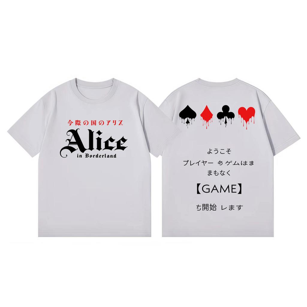 TV Play Alice in Borderland Double Sided Print T Shirts Harajuku Fashion Short Sleeve Tshirts Men Women Casual Cotton Tshirt