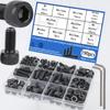 190pcs 12.9 Black Hex Socket Head Screws, Bolts, Nuts, Washers Set, M5 M6 Heavy Duty Fasteners for Industrial Use