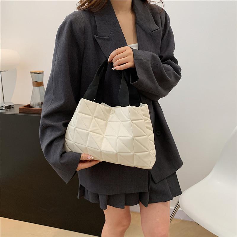 Stylish Chic Large Tote Bag For Women With Quilted Design And Pu Material In Brown And Black