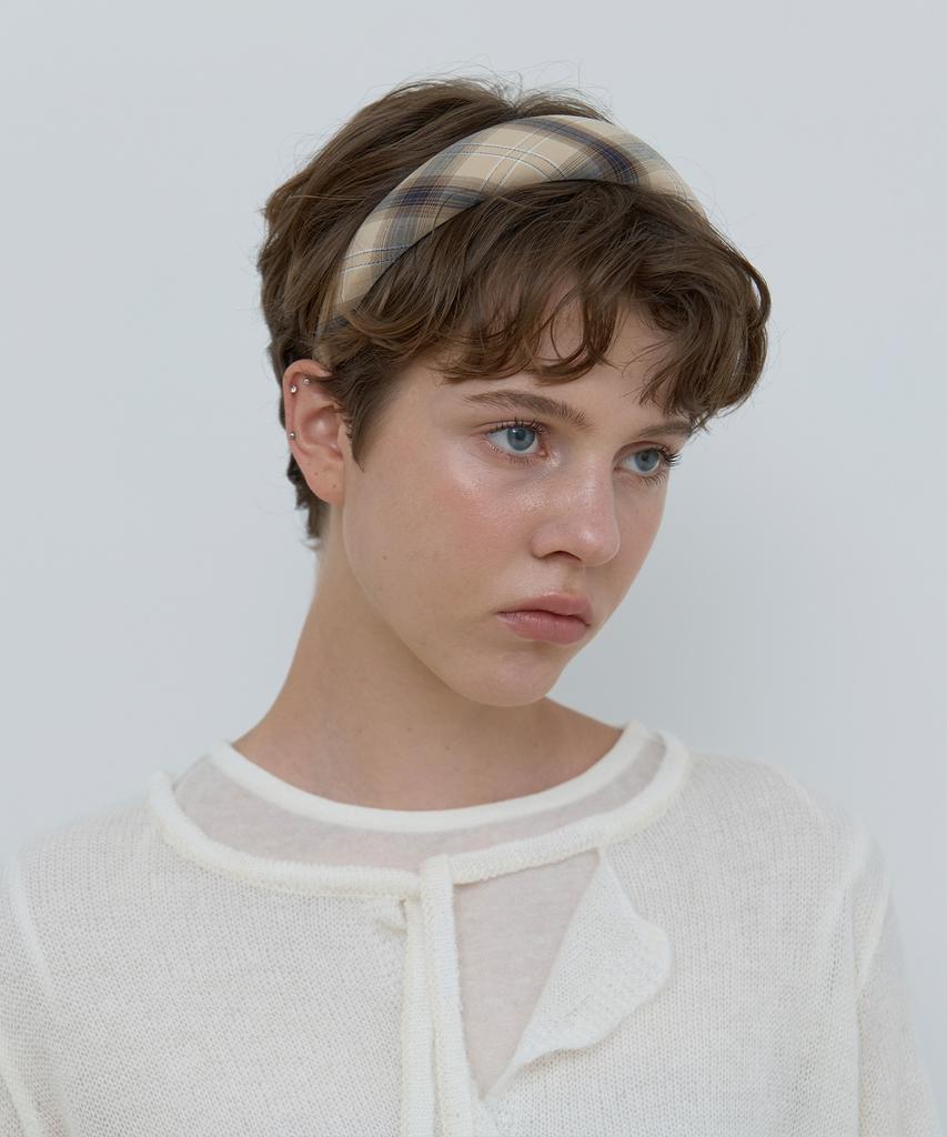 Ma Journee Check Hair Band_Beige