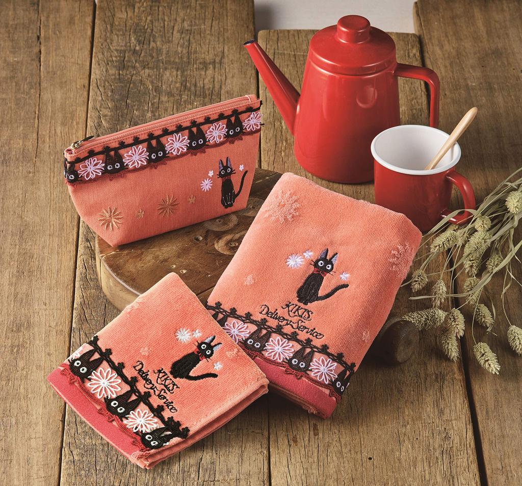 Marushin Face Studio Ghibli Delivery Lace Antibacterial and 34 X 80cm Towel, "Kiki's Service" Jiji, 100% Cotton, Deodorizing, Approx. (1005040600)