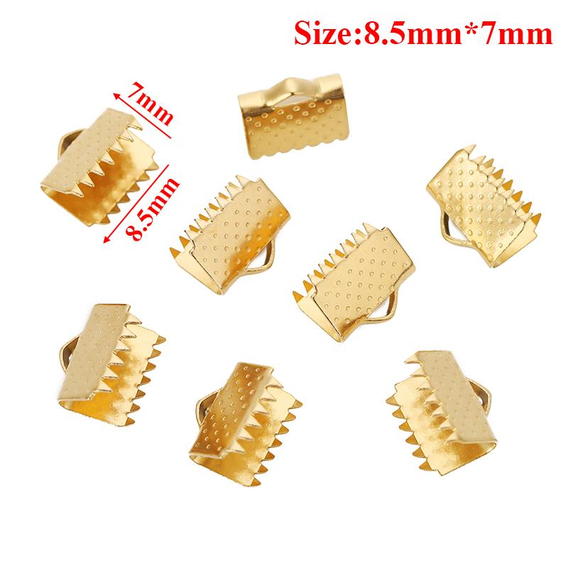 20pcs Crimp Beads Cord End Caps Cove Clasps String Ribbon Leather Clips Foldover Connectors for DIY Jewelry Findings Supplies