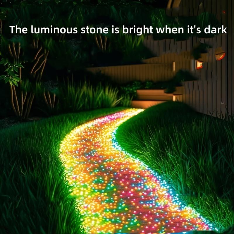 500 Pieces Luminous Blue Stones | Outdoor Garden Pathway Decor, Landscape Lighting for Potted Plants and Aquascapes, Made of Plastic