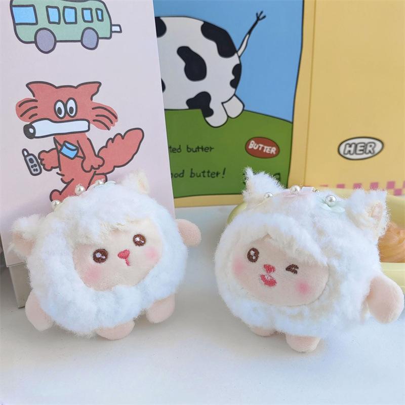 Creative Squeaking Dolls Lamb Pendant Cute Animal Plush Doll Keychain Mini Grabbing Doll Gift
