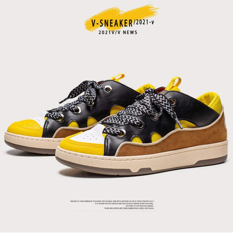 

Модная повседневная мужская обувь Кроссовки на платформе Модная обувь для скейтбординга Дышащие женские массивные кроссовки Классические туфли на плоской подошве Дизайнерская обувь для скейтбординга 44 жёлтый