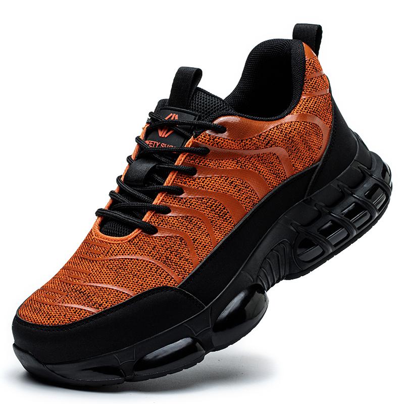 Fashion Air Cushion Safety Shoes Men Steel Toe Sneakers Woman Black Work Shoes Sneakers Security Protective Boots Indestructible Shoes