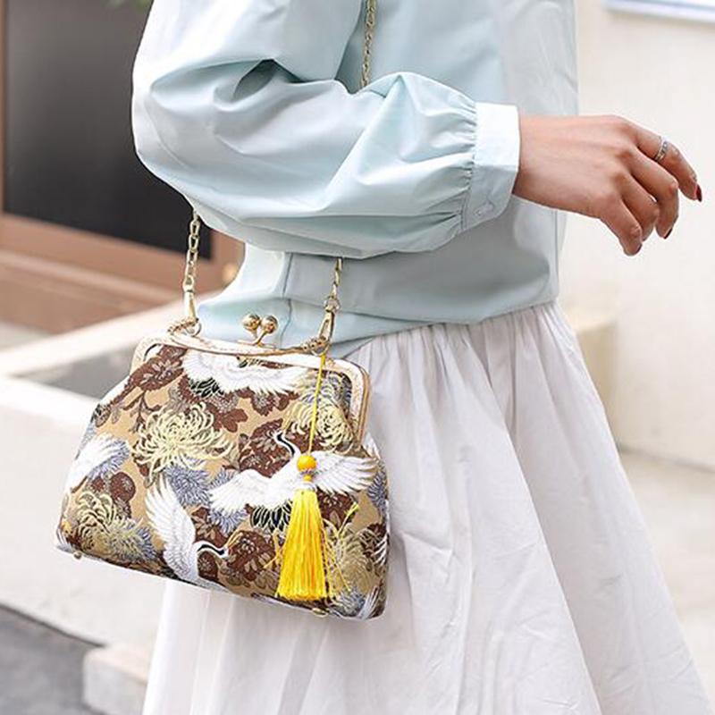 Chinesischer Stil Muschel Taschen Kette Damen Schulter Crossbody Handtaschen Vintage Ein Schulter Antiker Stil Mit Cheongsam Tasche