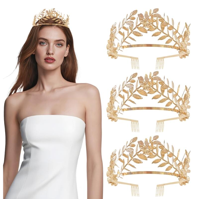 Durable Metal Leaf Tiaras Hairpin Polished Metal Hair Accessory For Bridal Parties And Special Event