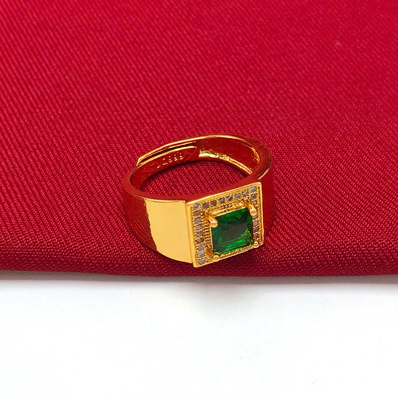 Trendy White Green And Black Brass Gold Plated Rings For Men With Beautiful Sapphire Gem