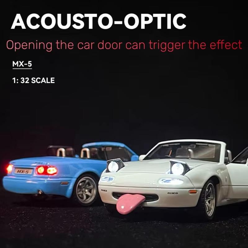 1/32 Mazda MX-5 miniaturní odlitek Miata Roadster hračka model auta zvuk a světelné dveře otevíratelné sběratelský dárek pro děti chlapce i dítě