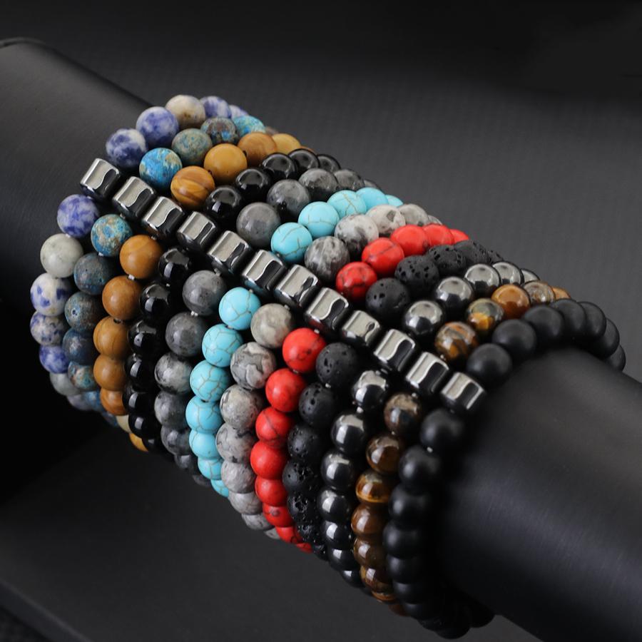 Noter Men Bracelet With Natural Stone Sodalite Tiger Eyes Hematite Healing Braslet Pulseria Hombre Perfect Gift For Boyfriend