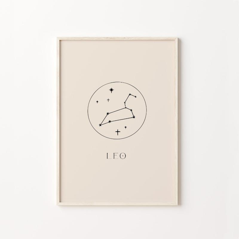 Minimalist Astrology Art Print Cream Beige and Black Zodiac Home Wall Decor Star Sign Neutral Constellation Canvas Poster