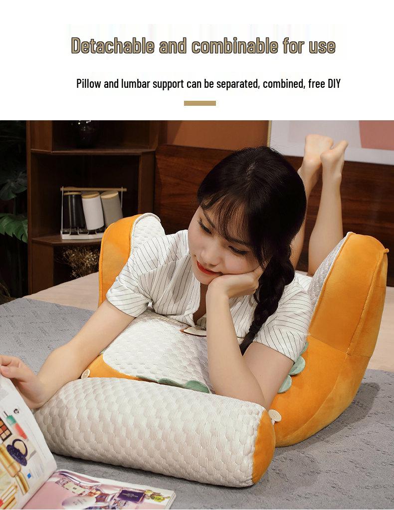 Ice Bean Cartoon Bedside Cushion: Soft Lumbar Support Pillow for Reading and Lounging