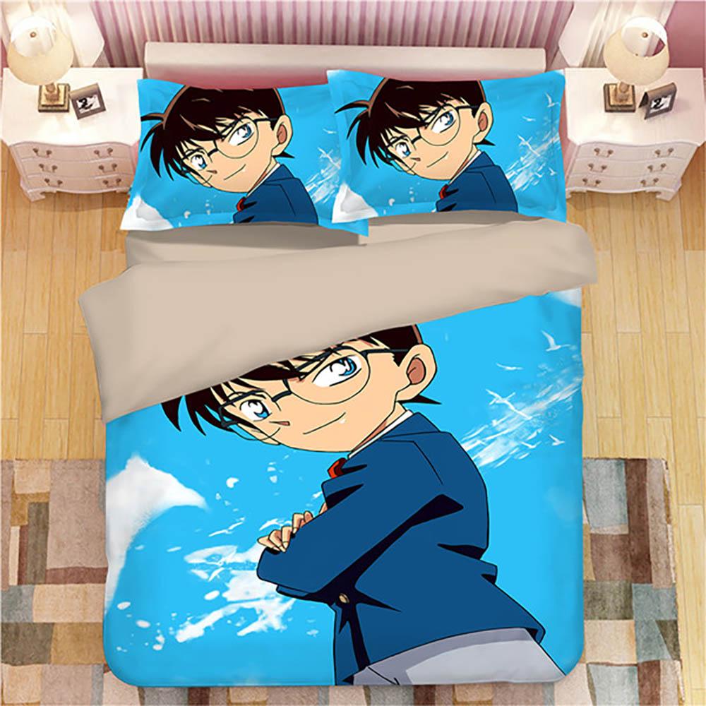 Anime Detective Conan Shinichi Bedding Set Boys Girls Twin Queen Size Duvet Cover Pillowcase Bed Kids Adult Home Textileextile