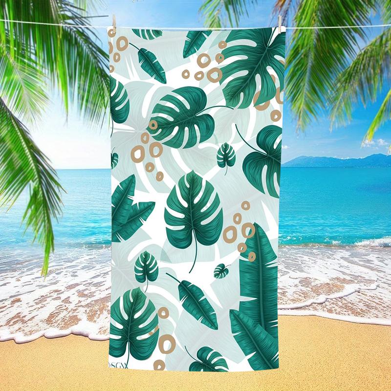 Tropisches Grünes Monstera Blatt Strandtuch Minimal Palme Botanischer Druck Schnelltrocknend Saugfähig Leichtes Handtuch für den Sommerstrand