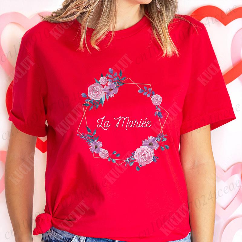 JGA Zukünftige Braut T-Shirt Braut Hochzeit Team Braut Brautjungfer Oberteile Frauen Junggesellinnenabschied Shirt Blumenkranz Grafik T-Shirts