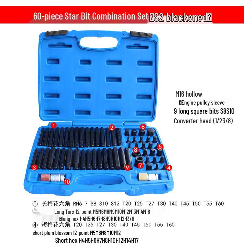 40-Piece Star and Hex Bit Socket Set for Auto Repair and Maintenance