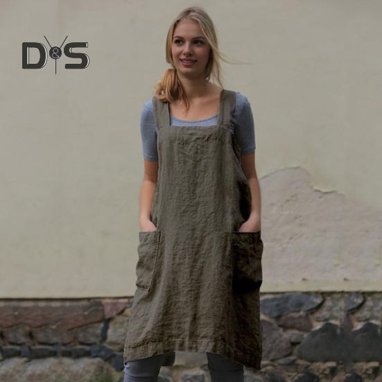 Damski fartuch z bibem, kształt X na plecach, wiązany, szerokie ramiączka, duża kieszeń, sukienka fartuchowa, narzędzia kuchenne do gotowania i sprzątania