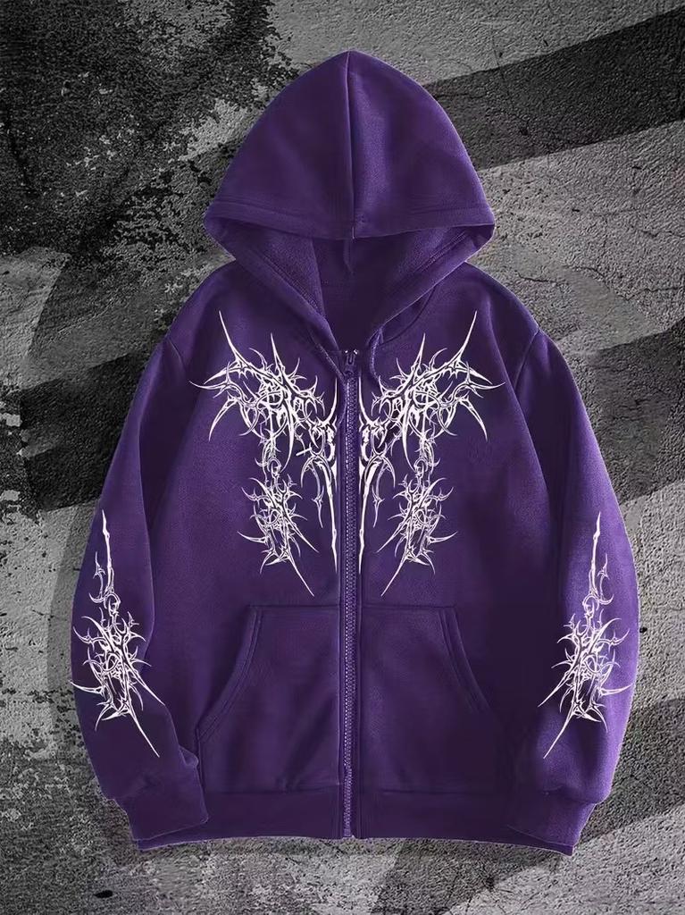 Fashion Unisex Autumn Winter Coat Supernatural Print Zipper Hoodie Casual Long Sleeve Tops Harajuku Zipper Sweatshirt