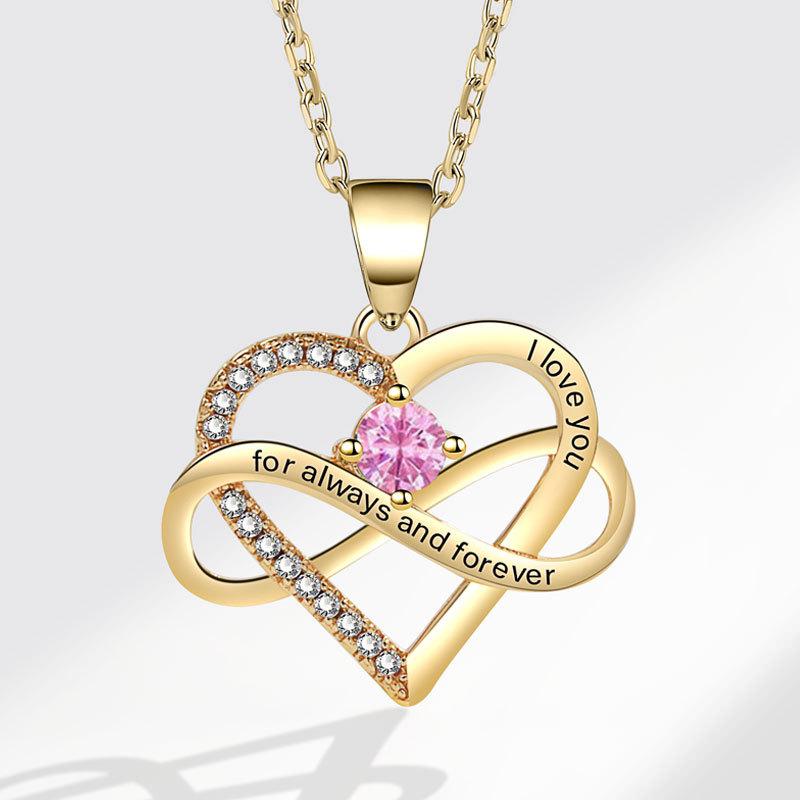 Fashionable Zircon Heart Large 8 I Love You Letter Necklace Women's Versatile Jewelry