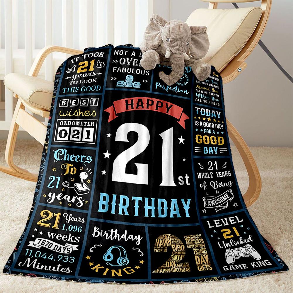 1pc 21th Birthday Celebration Blanket Soft and Warm for Sofa Office Camping Travel Livingroom Great Gift for Friends and Family Comfortable