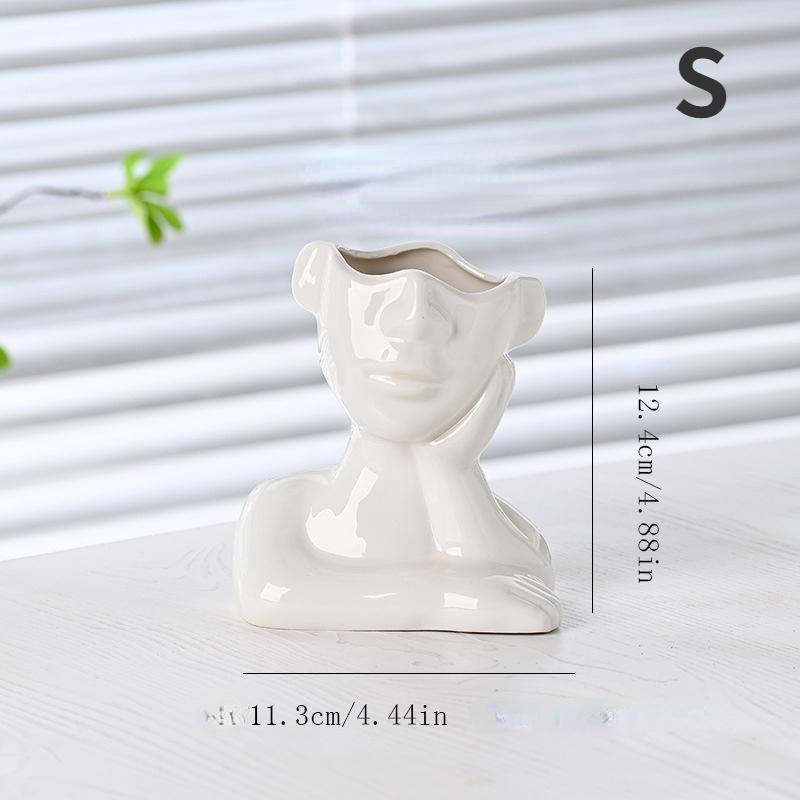 

1 шт., скандинавская керамическая ваза для медитации, креативная декоративная ваза для цветов, ваза для гидропоники, белые фарфоровые поделки