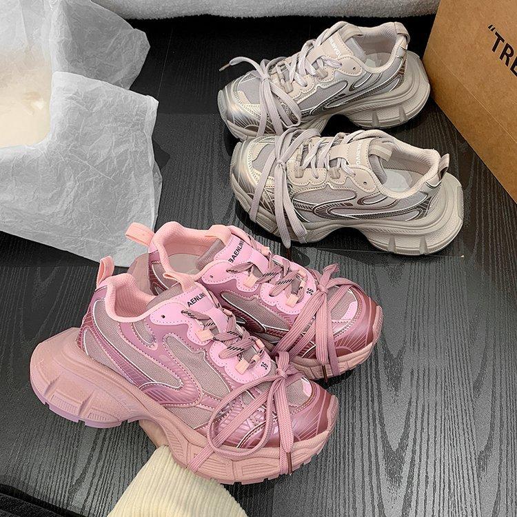 Mesh Breathable Paris Dad Shoes Women's 2025 Spring New Trendy Ins Super Fire Platform Sports Casual Shoes