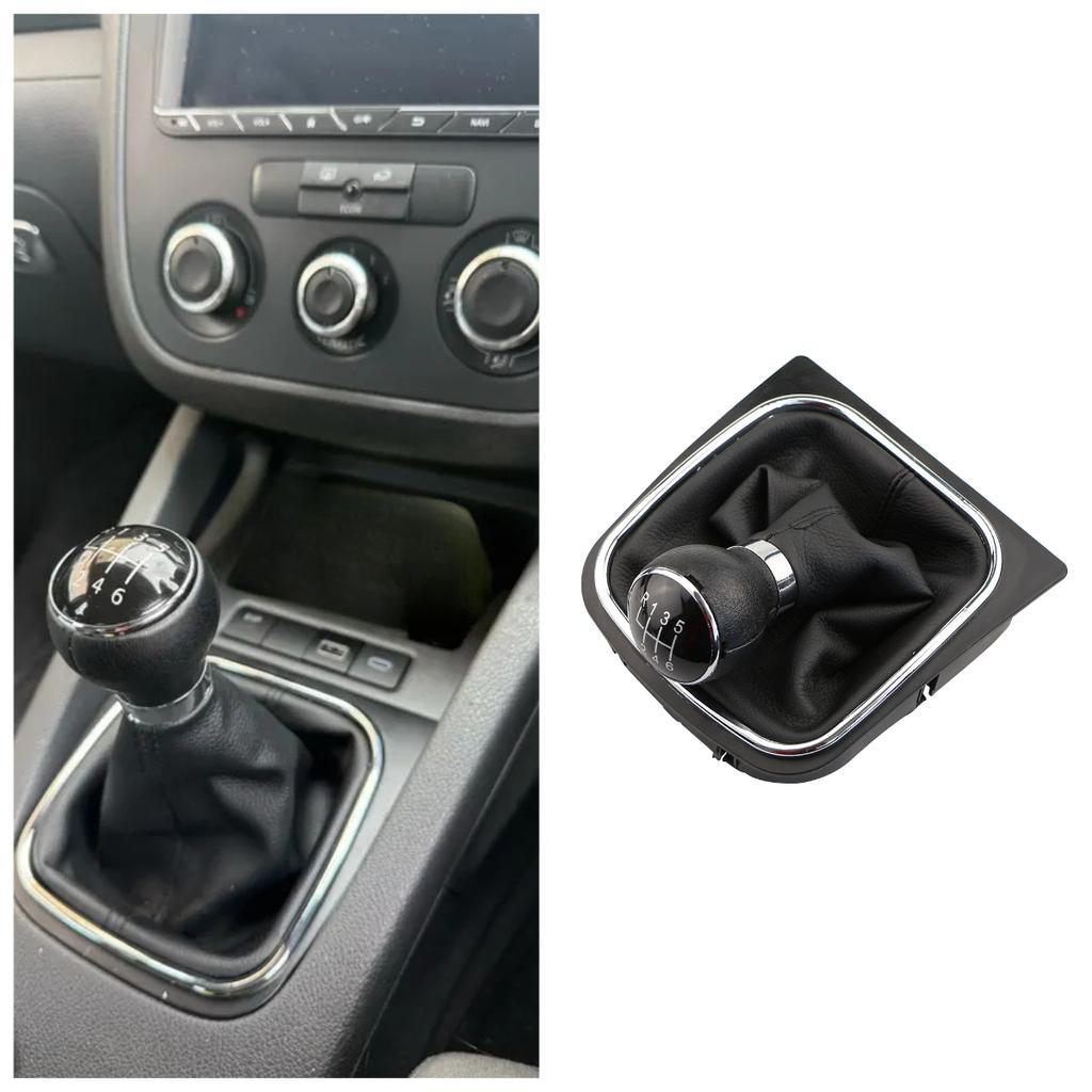 5/6 Gang Schalthebelknauf mit Ledermanschette für Volkswagen VW Golf 5 V 6 VI MK5 MK6 Jetta 2005-2014 Car Stying