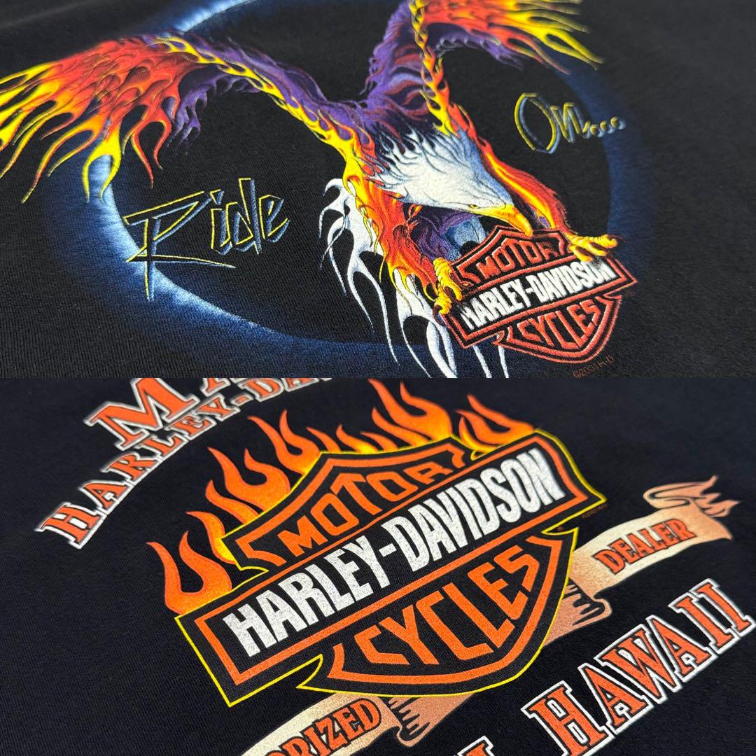 

[Б/У] Сделано в США Двусторонняя футболка Harley-Davidson Орел Пламя