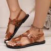 2026 Summer Women Sandals Ladies Flat Heels Clip-toe Casual Rome Sandals Ankle Buckle Strap Female Flat Heels Beach Shoes