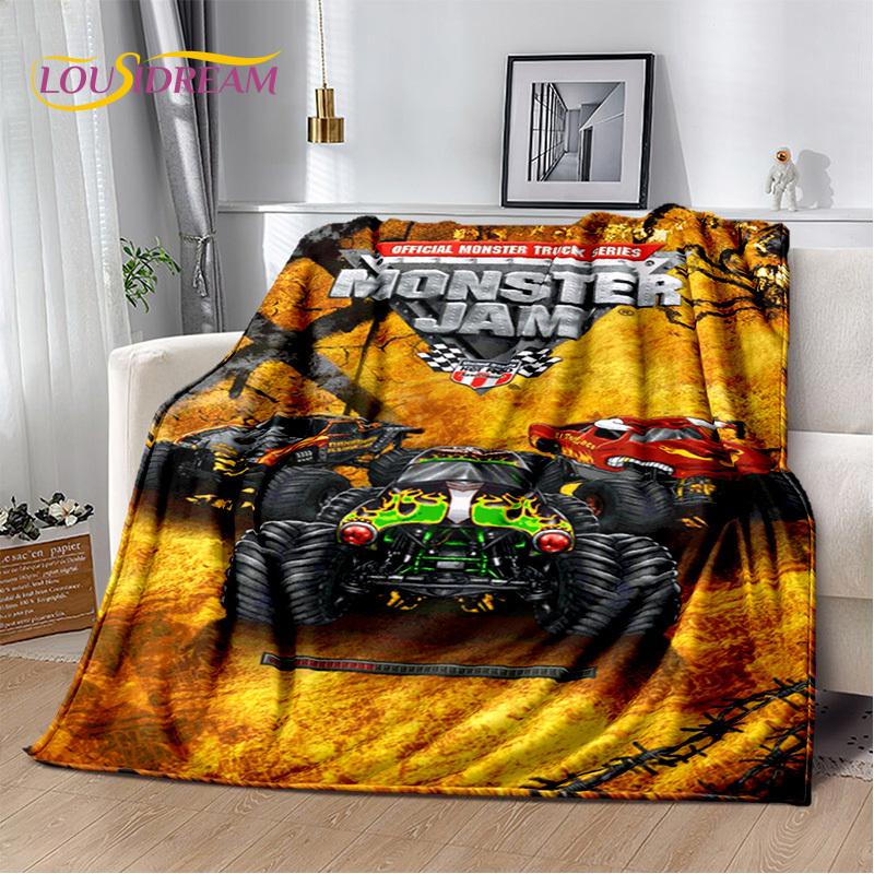 Cartoon Monster Jam 3D Monster Truck Blanket,Soft Throw Blanket for Home Bedroom Bed Sofa Picnic Travel Office Cover Blanket Kid