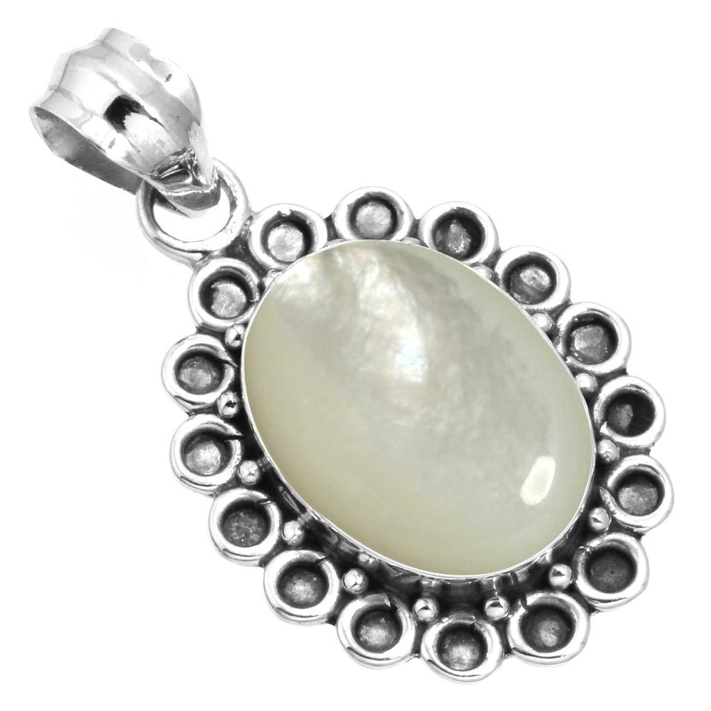 925 Sterling Silver Pendant Women Gemstone Handmade Jewelry Halloween Gift Blue Green Purple Copper Turquoise Pearl Lapis Mother Of Pearl Costume