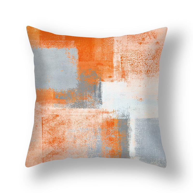 Ins Style Contrast Color Pillow Cover Polyester Printing Simple Versatile Sofa Pillow Living Room Decoration Chair Cushion