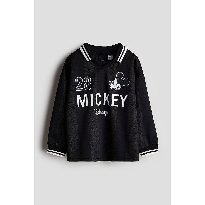 

HM Children s Clothing Boys Polo Shirt Autumn Mickey Printed Loose Long Sleeves Pullover 1254481 Black/Mickey Mouse 130/64(6-8Y)