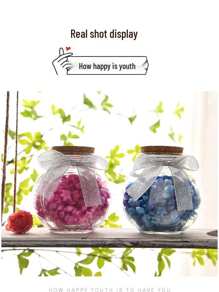 Pentagon Folded Star Tube - Lucky Star Straw Material Wishing Bottle Gift for Students